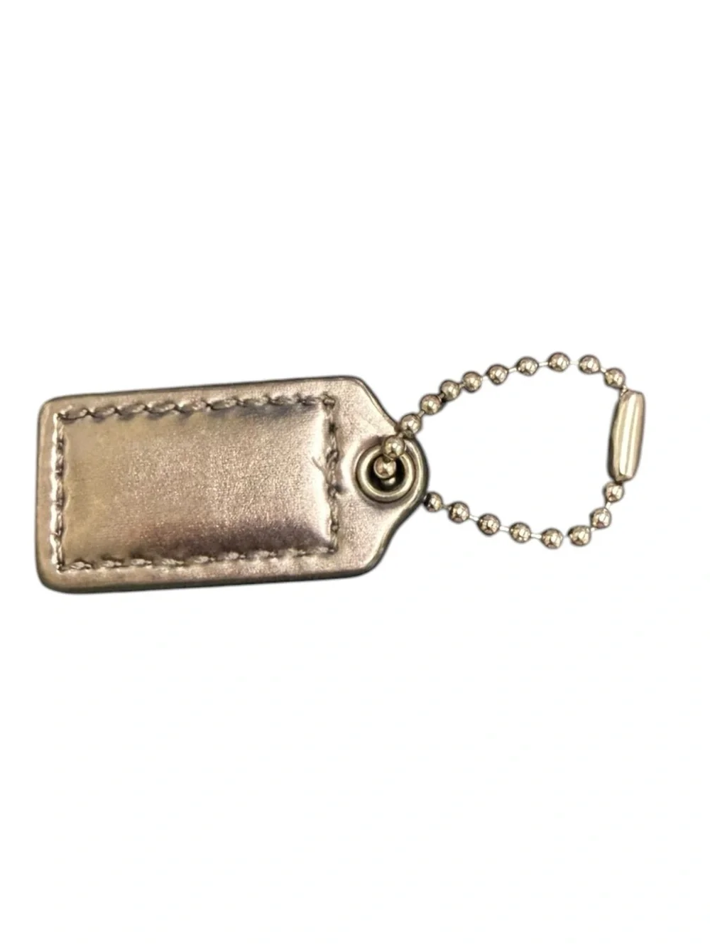Coach Leather Metallic Silver Purse Charm Tag